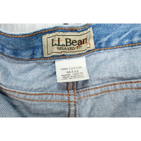 LL Bean Double L Jeans Relaxed Fit Straight Leg Faded Denim Size 46x32 - Picture 5 of 10